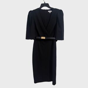 Calvin Klein Black Midi Dress with Gold Accent